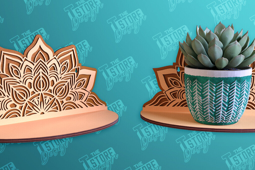 Intra απο ξύλο plywood 3mm-4mm πάχος – Ράφι τοίχου φυτών | Θήκη για γλάστρα Δίασταση  40x30 cm INTRAFABR-95973081