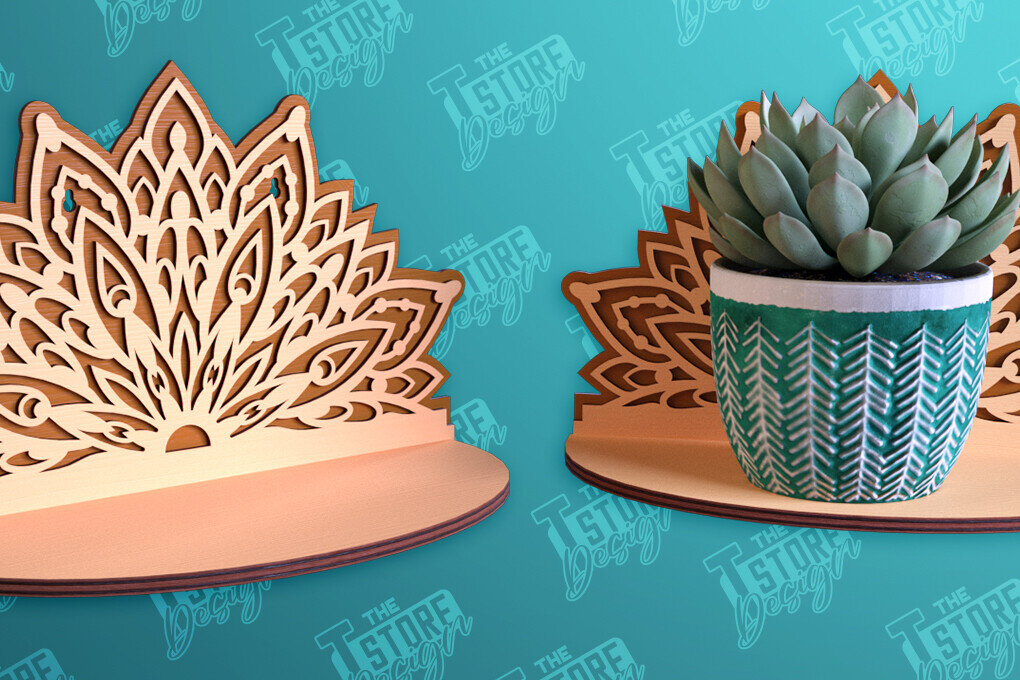 Intra απο ξύλο plywood 3mm-4mm πάχος – Ράφι τοίχου φυτών | Θήκη για γλάστρα Δίασταση  40x30 cm INTRAFABR-95973088