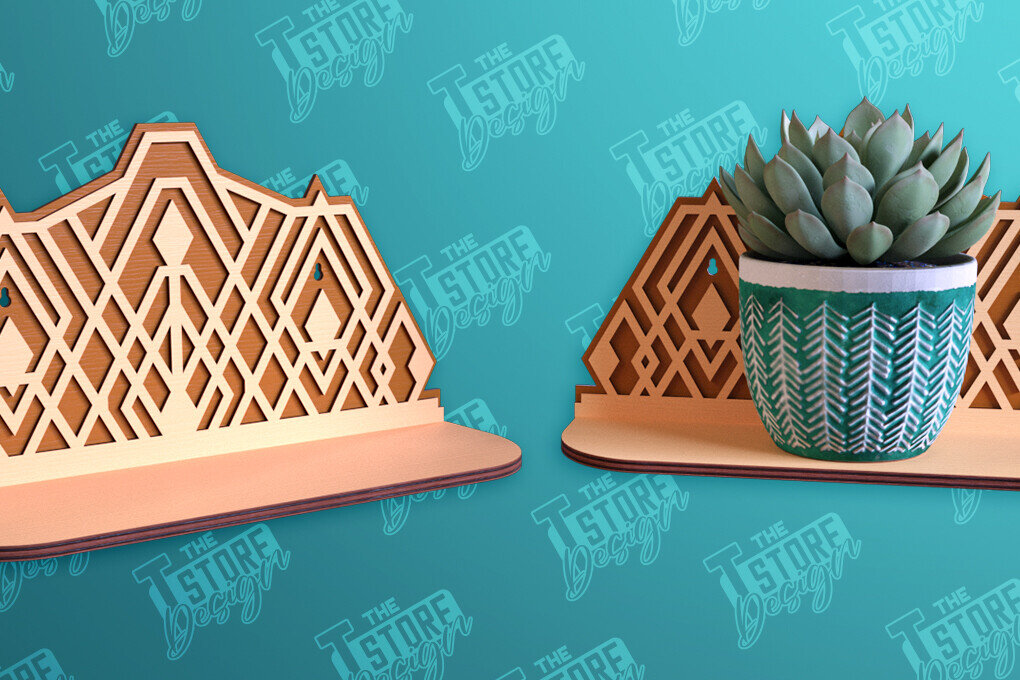 Intra απο ξύλο plywood 3mm-4mm πάχος – Ράφι τοίχου φυτών | Θήκη για γλάστρα Δίασταση  40x30 cm INTRAFABR-95973099