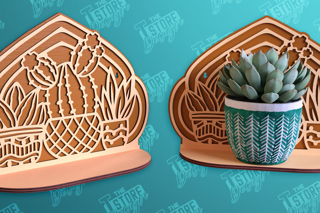 Intra απο ξύλο plywood 3mm-4mm πάχος – Ράφι τοίχου φυτών | Θήκη για γλάστρα Δίασταση  40x30 cm INTRAFABR-95973107