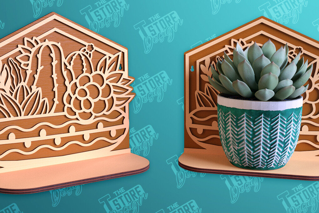 Intra απο ξύλο plywood 3mm-4mm πάχος – Ράφι τοίχου φυτών | Θήκη για γλάστρα Δίασταση  40x30 cm INTRAFABR-95973123