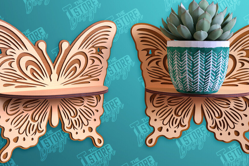 Intra απο ξύλο plywood 3mm-4mm πάχος – Ράφι τοίχου φυτών | Θήκη για γλάστρα Δίασταση  40x30 cm INTRAFABR-95973135