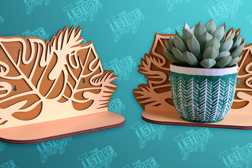 Intra απο ξύλο plywood 3mm-4mm πάχος – Ράφι τοίχου φυτών | Θήκη για γλάστρα Δίασταση  40x30 cm INTRAFABR-95973151