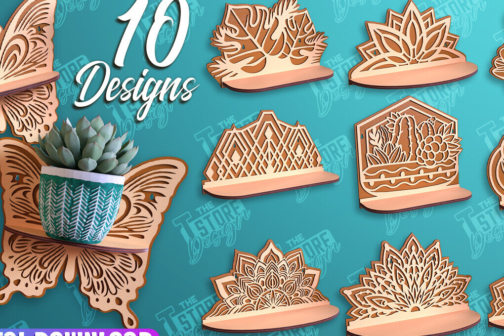 Intra απο ξύλο plywood 3mm-4mm πάχος – Πακέτο σχεδίασης ραφιών τοίχου φυτών με Δίασταση  40x30 cm INTRAFABR-95973213