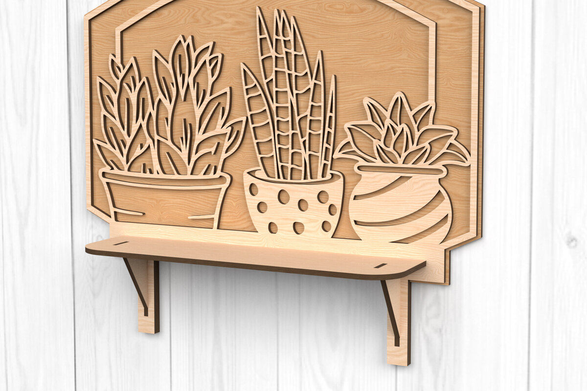 Intra απο ξύλο plywood 3mm-4mm πάχος – Ράφι τοίχου φυτών – Αρχείο κοπής με λέιζερ Δίασταση  40x30 cm INTRAFABR-118542160