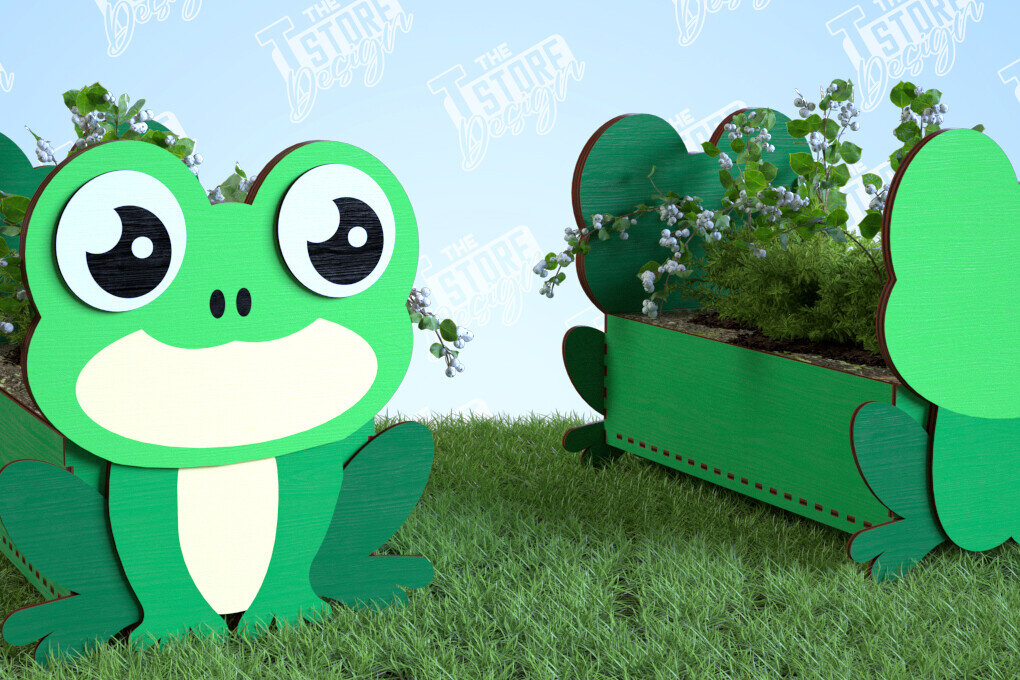 Intra απο ξύλο plywood 3mm-4mm πάχος – Βάτραχος φυτευτής | Στήριγμα λουλουδιών | Αρχείο CNC Δίασταση  20x20 cm INTRAFABR-99140450