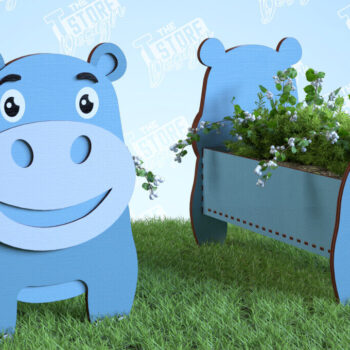 Intra απο ξύλο plywood 3mm-4mm πάχος – Φυτευτής Ιπποπόταμος | Στήριγμα λουλουδιών | Αρχείο CNC Δίασταση  20x20 cm INTRAFABR-99140416 - Image 1