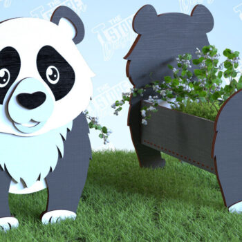 Intra απο ξύλο plywood 3mm-4mm πάχος – Planter Panda | Στήριγμα λουλουδιών | Αρχείο CNC Δίασταση  20x20 cm INTRAFABR-99140466 - Image 1
