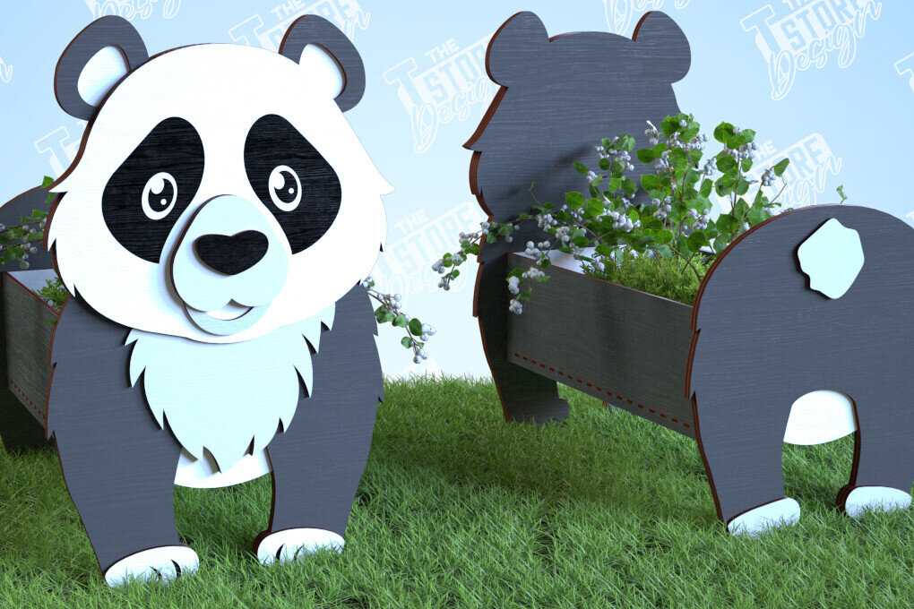 Intra απο ξύλο plywood 3mm-4mm πάχος – Planter Panda | Στήριγμα λουλουδιών | Αρχείο CNC Δίασταση  20x20 cm INTRAFABR-99140466