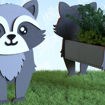 Intra απο ξύλο plywood 3mm-4mm πάχος – Planter Raccoon | Στήριγμα λουλουδιών | CNC Δίασταση  20x20 cm INTRAFABR-99140436 - Image 1