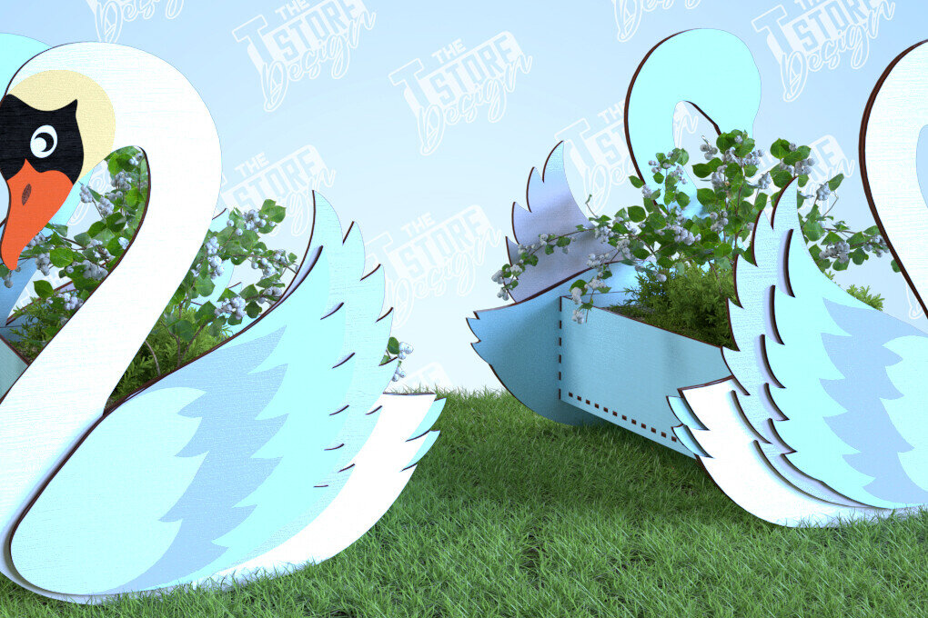 Intra απο ξύλο plywood 3mm-4mm πάχος – Φυτευτής Κύκνος | Στήριγμα λουλουδιών | Αρχείο CNC Δίασταση  20x20 cm INTRAFABR-99140461