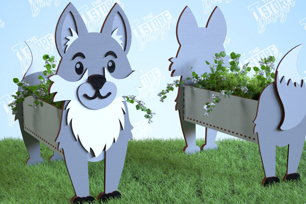 Intra απο ξύλο plywood 3mm-4mm πάχος – Φυτευτής Λύκος | Στήριγμα λουλουδιών | Αρχείο CNC Δίασταση  20x20 cm INTRAFABR-99140422