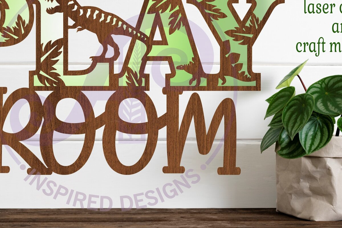 Intra απο ξύλο plywood 3mm-4mm πάχος – Play Room Dinosaur Wall Sign, Αρχείο. Δίασταση  40x30 cm INTRAFABR-97128390