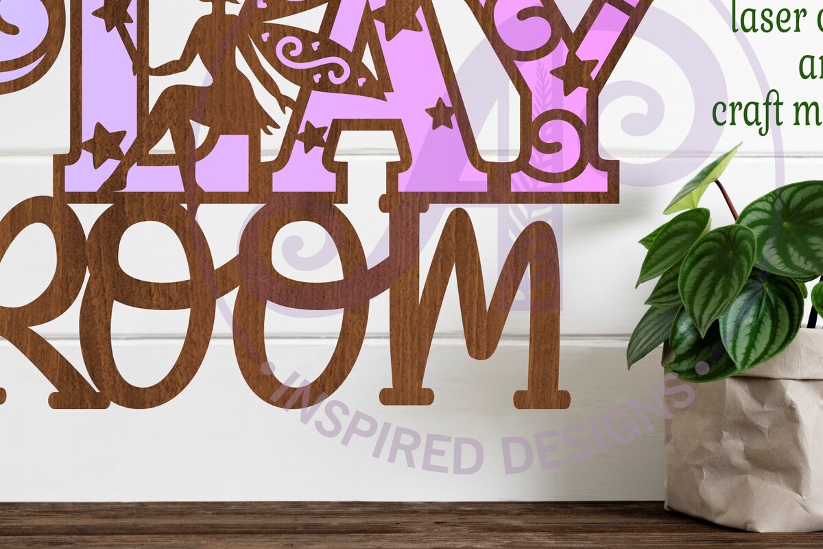 Intra απο ξύλο plywood 3mm-4mm πάχος – Ταμπέλα τοίχου Play Room Fairy, Αρχείο Δίασταση  40x30 cm INTRAFABR-86621743