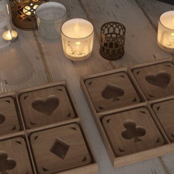 Intra απο ξύλο plywood 3mm-4mm πάχος – Σετ σουβέρ και κουτί με τραπουλόχαρτα Δίασταση  20x20 cm INTRAFABR-44663206 - Image 2