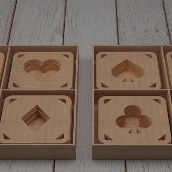 Intra απο ξύλο plywood 3mm-4mm πάχος – Σετ σουβέρ και κουτί με τραπουλόχαρτα Δίασταση  20x20 cm INTRAFABR-44663206 - Image 3