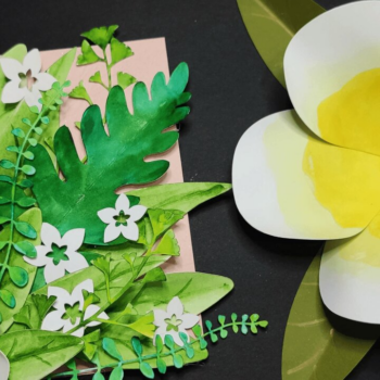 Intra απο ξύλο plywood 3mm-4mm πάχος – Πρότυπο λουλουδιών και καρτών Plumeria Δίασταση  20x20 cm INTRAFABR-32030742 - Image 3