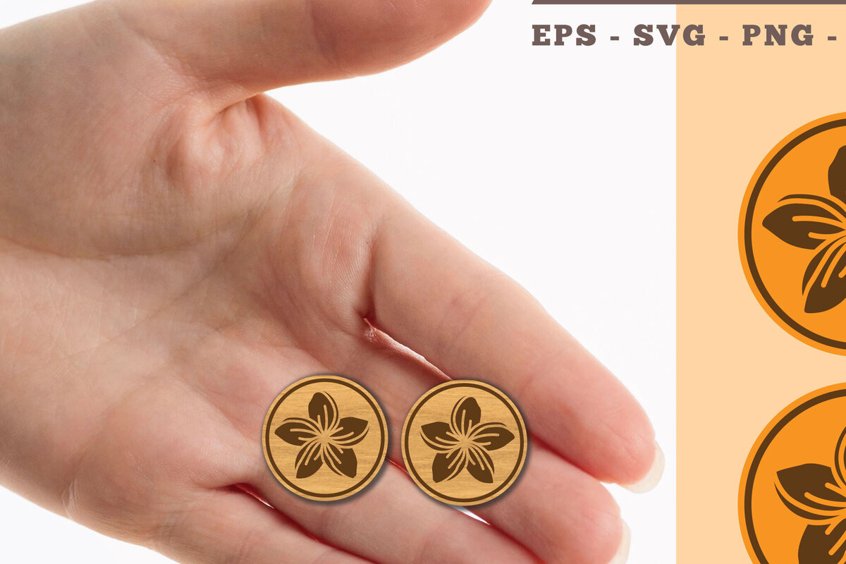 Intra απο ξύλο plywood 3mm-4mm πάχος – Σκουλαρίκια Plumeria Flower Δίασταση  5x5 cm INTRAFABR-102677846