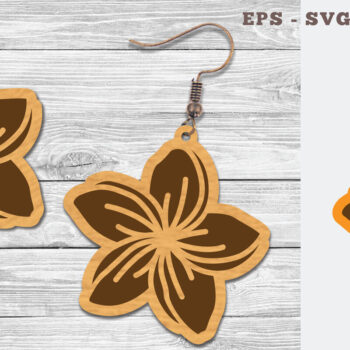 Intra απο ξύλο plywood 3mm-4mm πάχος – Σκουλαρίκια Plumeria Flower Δίασταση  5x5 cm INTRAFABR-106749061 - Image 1