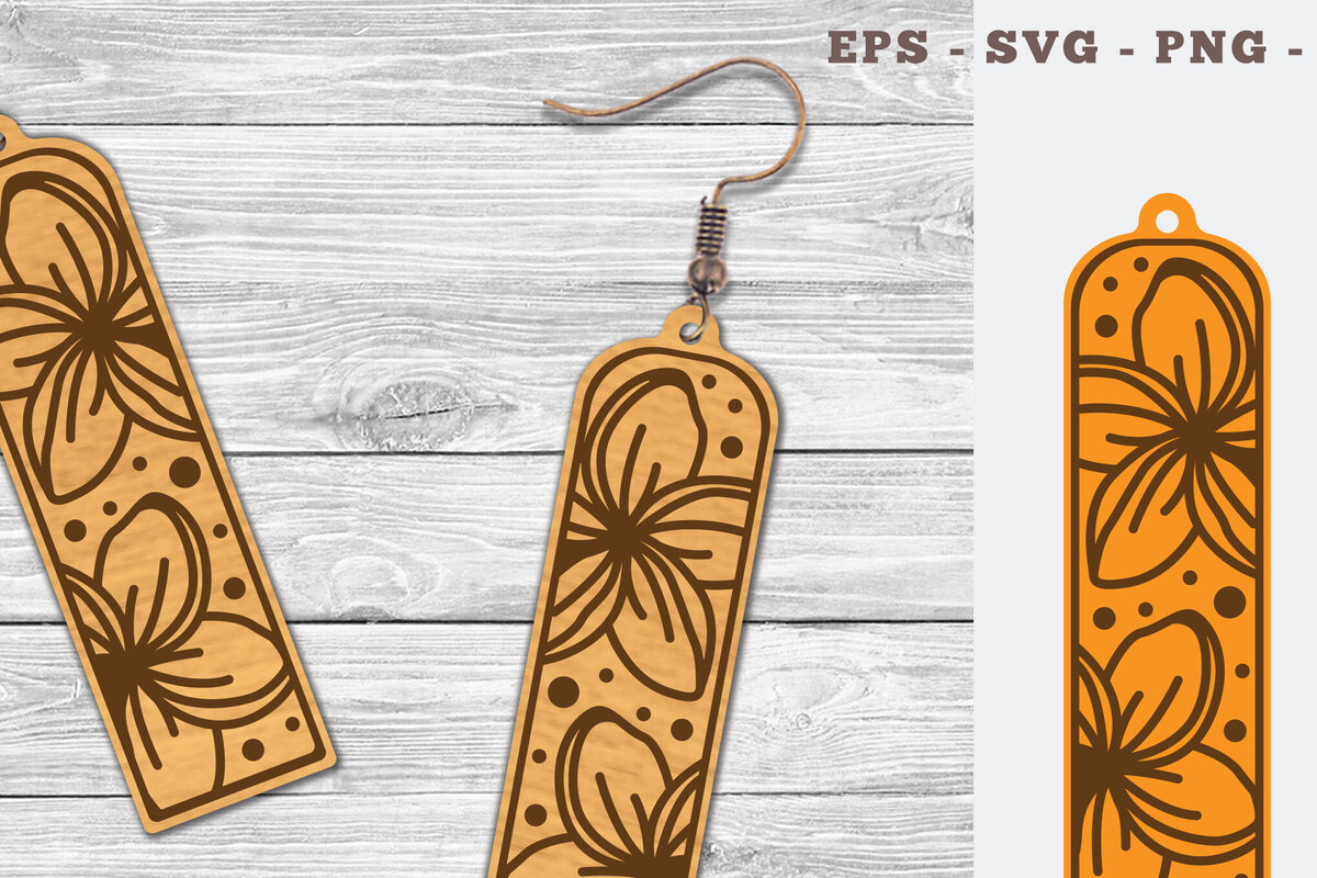 Intra απο ξύλο plywood 3mm-4mm πάχος – Σκουλαρίκια Plumeria Flower Δίασταση  5x5 cm INTRAFABR-103064644