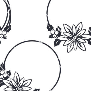 Intra απο ξύλο plywood 3mm-4mm πάχος – Μονόγραμμα Poinsettia και Holly Christmas Δίασταση  20x20 cm INTRAFABR-20085324