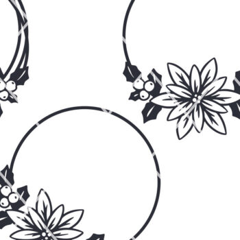 Intra απο ξύλο plywood 3mm-4mm πάχος – Μονόγραμμα Poinsettia και Holly Christmas Δίασταση 20x20 cm INTRAFABR-20085324 - Image 1