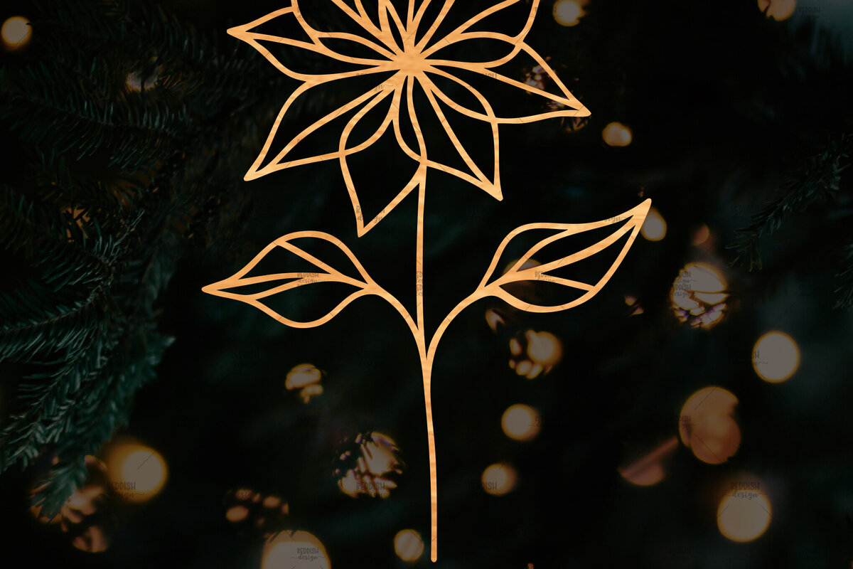 Intra απο ξύλο plywood 3mm-4mm πάχος – Λουλούδι Poinsettia Cut Laser Δίασταση  20x20 cm INTRAFABR-111693010