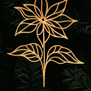 Intra απο ξύλο plywood 3mm-4mm πάχος – Λουλούδι Poinsettia Cut Laser Δίασταση  20x20 cm INTRAFABR-111693049 - Image 1