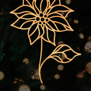 Intra απο ξύλο plywood 3mm-4mm πάχος – Λουλούδι Poinsettia Cut Laser Δίασταση  20x20 cm INTRAFABR-111693093