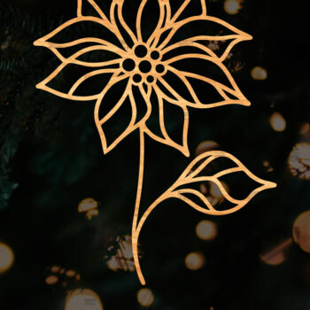 Intra απο ξύλο plywood 3mm-4mm πάχος – Λουλούδι Poinsettia Cut Laser Δίασταση  20x20 cm INTRAFABR-111693093 - Image 1