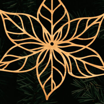 Intra απο ξύλο plywood 3mm-4mm πάχος – Λουλούδι Poinsettia Cut Laser Δίασταση  20x20 cm INTRAFABR-111693114 - Image 1