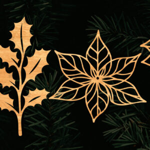 Intra απο ξύλο plywood 3mm-4mm πάχος – Λουλούδι Poinsettia Cut Laser Δίασταση  20x20 cm INTRAFABR-111693285