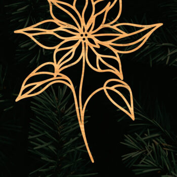 Intra απο ξύλο plywood 3mm-4mm πάχος – Λουλούδι Poinsettia Cut Laser Δίασταση  20x20 cm INTRAFABR-111692911 - Image 1