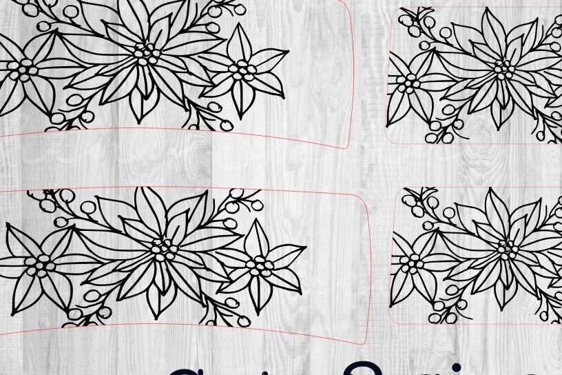 Intra απο ξύλο plywood 3mm-4mm πάχος – Topper με κλιπ μαλλιών Poinsettia Δίασταση 20x20 cm INTRAFABR-80093704