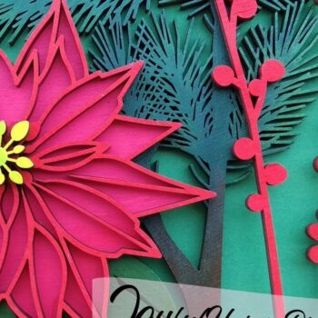 Intra απο ξύλο plywood 3mm-4mm πάχος – Λουλούδι κομμένο με λέιζερ Poinsettia Δίασταση  20x20 cm INTRAFABR-34380322 - Image 5