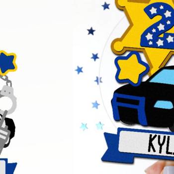 Intra απο ξύλο plywood 3mm-4mm πάχος – Police Cake Topper 3D Δίασταση 20x20 cm INTRAFABR-111690097 - Image 1