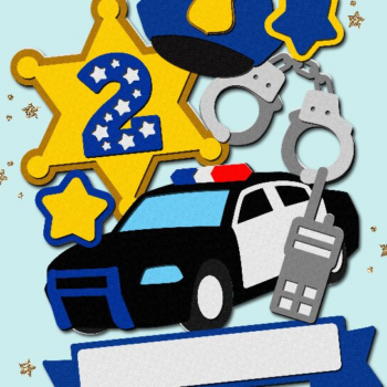 Intra απο ξύλο plywood 3mm-4mm πάχος – Police Cake Topper 3D Δίασταση 20x20 cm INTRAFABR-111690097 - Image 4