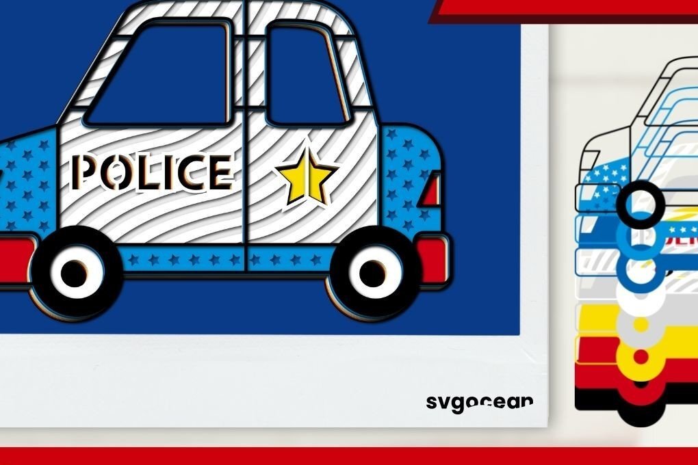 Intra απο ξύλο plywood 3mm-4mm πάχος – Αρχείο περικοπής με στρώσεις αστυνομικού αυτοκινήτου Δίασταση  20x20 cm INTRAFABR-35155337