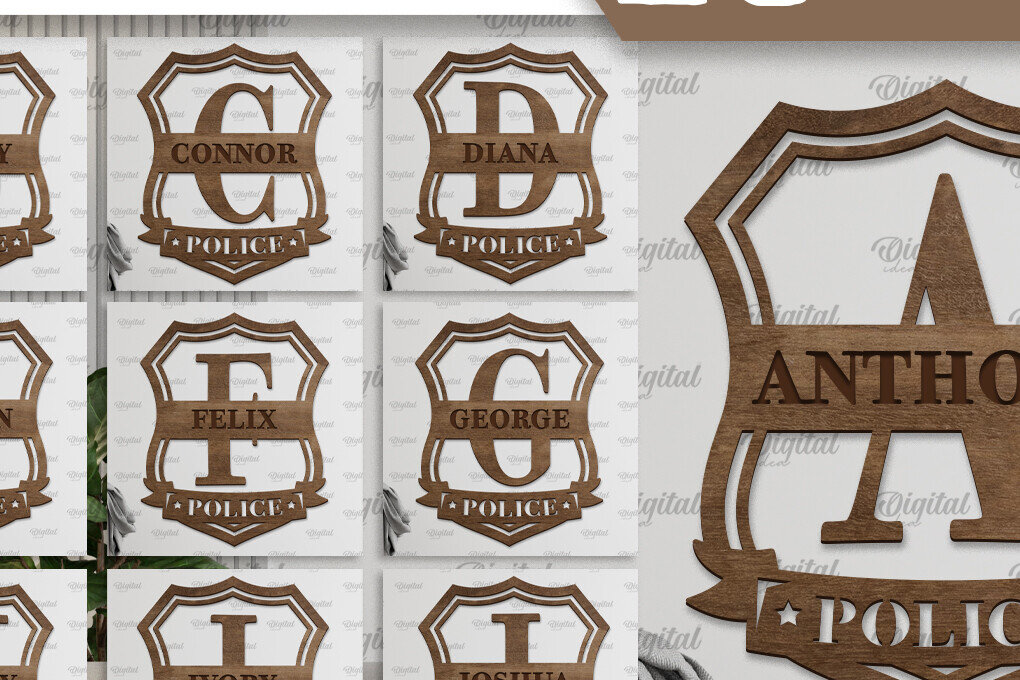 Intra απο ξύλο plywood 3mm-4mm πάχος – Πακέτο κοπής με λέιζερ μονογράμματα ονόματος αστυνομίας Δίασταση  20x20 cm INTRAFABR-97003052