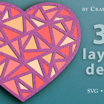 Intra απο ξύλο plywood 3mm-4mm πάχος – Polygonal Valentine Heart 3D Layered Δίασταση  20x20 cm INTRAFABR-24672338 - Image 1