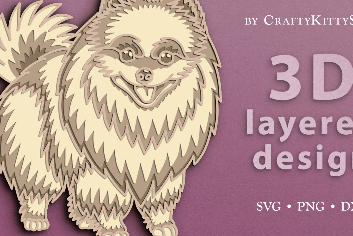 Intra απο ξύλο plywood 3mm-4mm πάχος – Αρχείο αποκοπής με 3D στρώματα Pomeranian Spitz Δίασταση  20x20 cm INTRAFABR-62908098