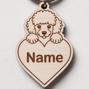 Intra απο ξύλο plywood 3mm-4mm πάχος – Μπρελόκ για Poodle Dog Δίασταση  5x5 cm INTRAFABR-122245001