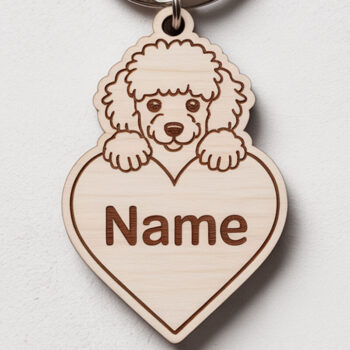 Intra απο ξύλο plywood 3mm-4mm πάχος – Μπρελόκ για Poodle Dog Δίασταση  5x5 cm INTRAFABR-122245001 - Image 1