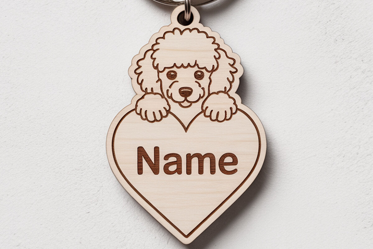 Intra απο ξύλο plywood 3mm-4mm πάχος – Μπρελόκ για Poodle Dog Δίασταση  5x5 cm INTRAFABR-122245001