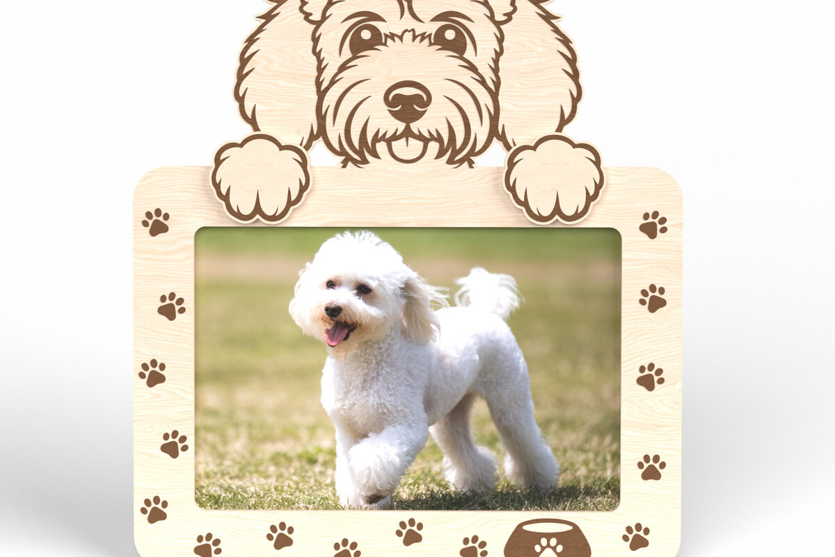 Intra απο ξύλο plywood 3mm-4mm πάχος – Κορνίζα φωτογραφιών Poodle Dog - Δίασταση  20x20 cm INTRAFABR-117566586