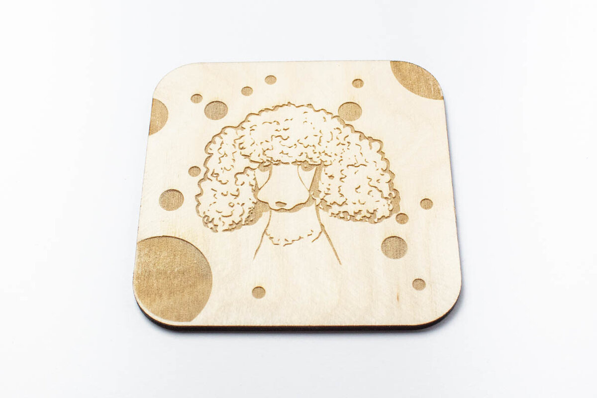 Intra απο ξύλο plywood 3mm-4mm πάχος – Σουβέρ με κεφάλι κανίς, χαραγμένο Δίασταση  20x20 cm INTRAFABR-66210351