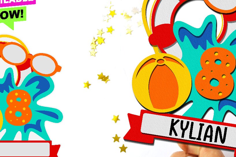 Intra απο ξύλο plywood 3mm-4mm πάχος – Pool Party Cake Topper Δίασταση  20x20 cm INTRAFABR-94687781