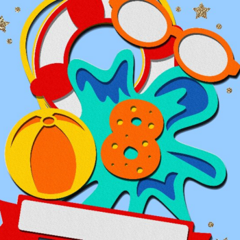 Intra απο ξύλο plywood 3mm-4mm πάχος – Pool Party Cake Topper Δίασταση  20x20 cm INTRAFABR-94687781 - Image 4