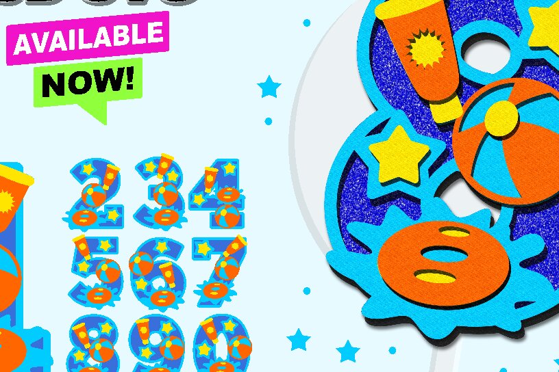 Intra απο ξύλο plywood 3mm-4mm πάχος – Pool Party Numbers 3D Δίασταση  20x20 cm INTRAFABR-77257380