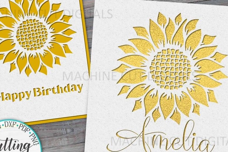 Intra απο ξύλο plywood 3mm-4mm πάχος – Αναδυόμενη κάρτα γενεθλίων Sunflower Δίασταση  20x20 cm INTRAFABR-18991114